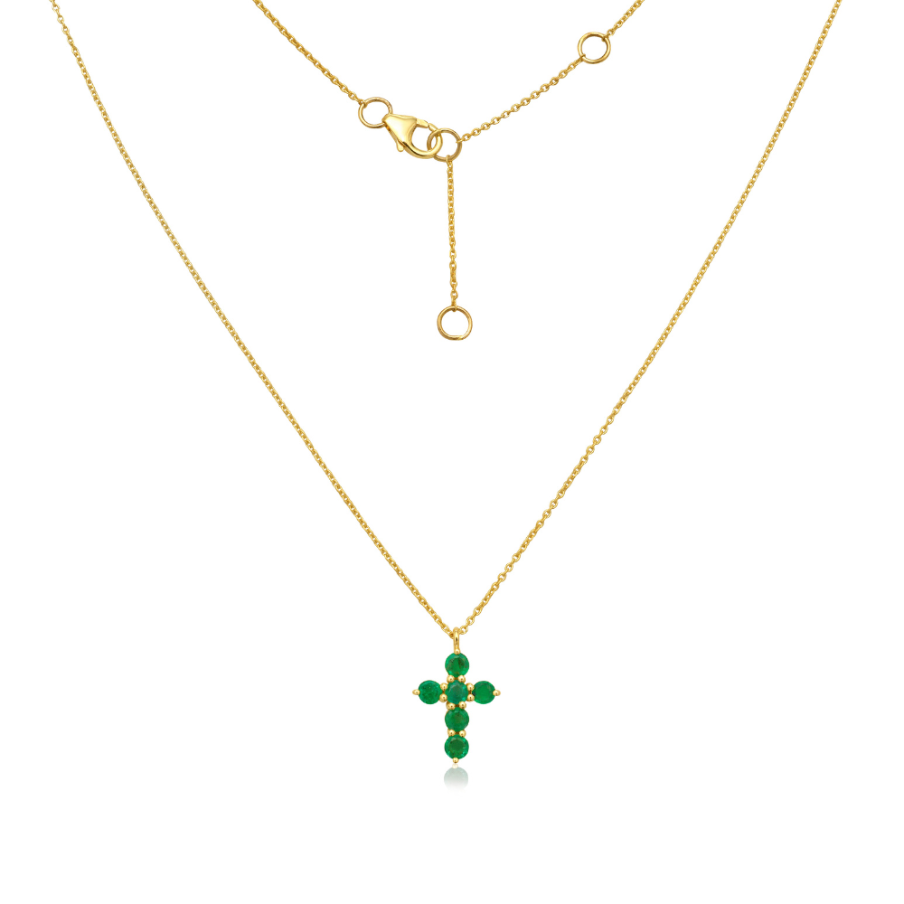 Emerald Cross Necklace (0.70 ct.) in 14K Gold – Capucelli