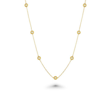 10 Stone Diamond By The Yard Necklace, Bezel Set Diamond Station Necklace (0.70 ct.) in 14K Gold