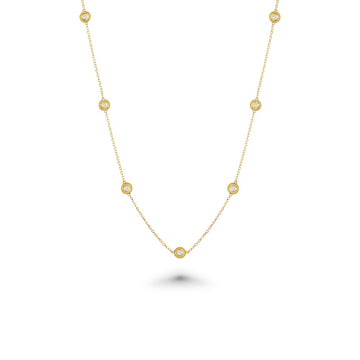 10 Stone Diamond By The Yard Necklace, Bezel Set Diamond Station Necklace (0.70 ct.) in 14K Gold