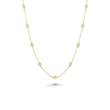 16 Stone Diamond By The Yard Necklace, Bezel Set Diamond Station Necklace (1.50 ct.) in 14K Gold