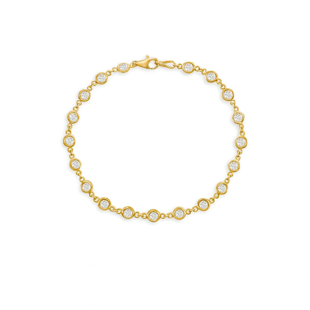 19 Stone Diamond By The Yard Bracelet (2.00 ct.) Bezel Set in 14K Gold