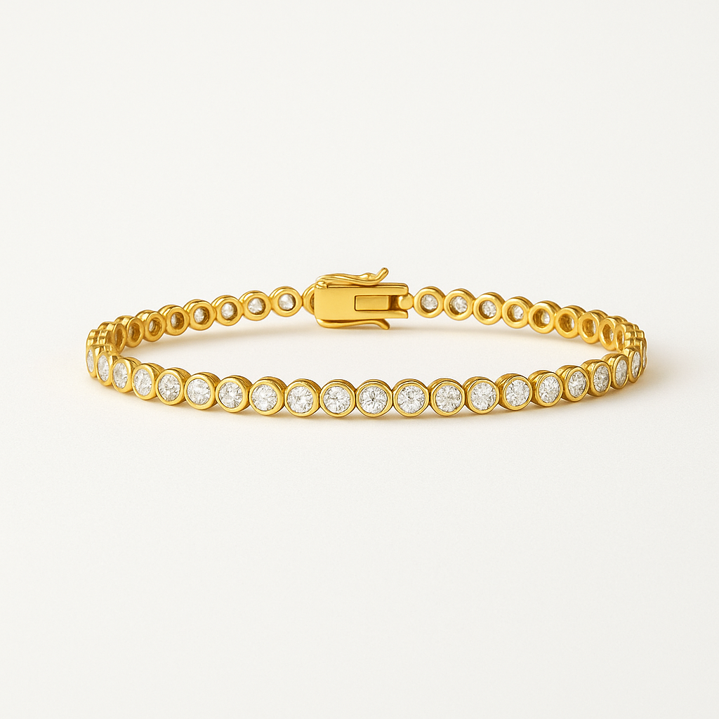 Diamond Tennis Bracelet (4.00 ct.) Bezel Setting in 14K Gold