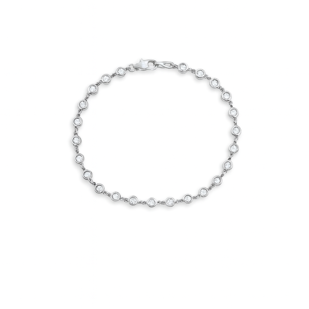24 Stone Diamond By The Yard Bracelet (0.75 ct.) Bezel Set in 14K Gold