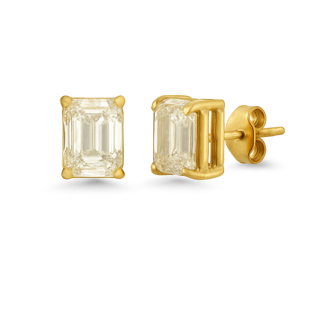 Lab Grown Diamond Emerald Cut Rectangular Studs Earrings (3.00 ct.) in 14K Gold
