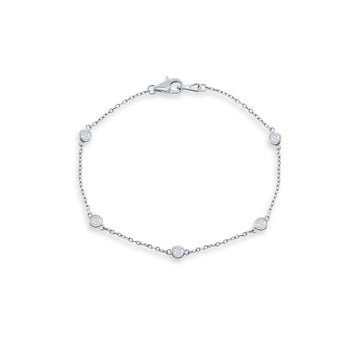 5 Stone Diamond By The Yard Bracelet (0.36 ct.) Bezel Set in 14K Gold