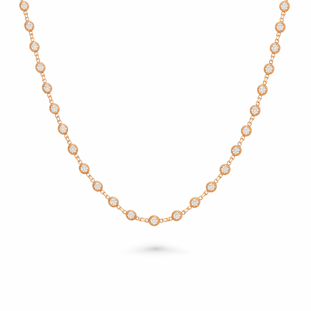 66 Stone Diamond By The Yard Necklace, Bezel Set Diamond Station Necklace (3.00 ct.) in 14K Gold
