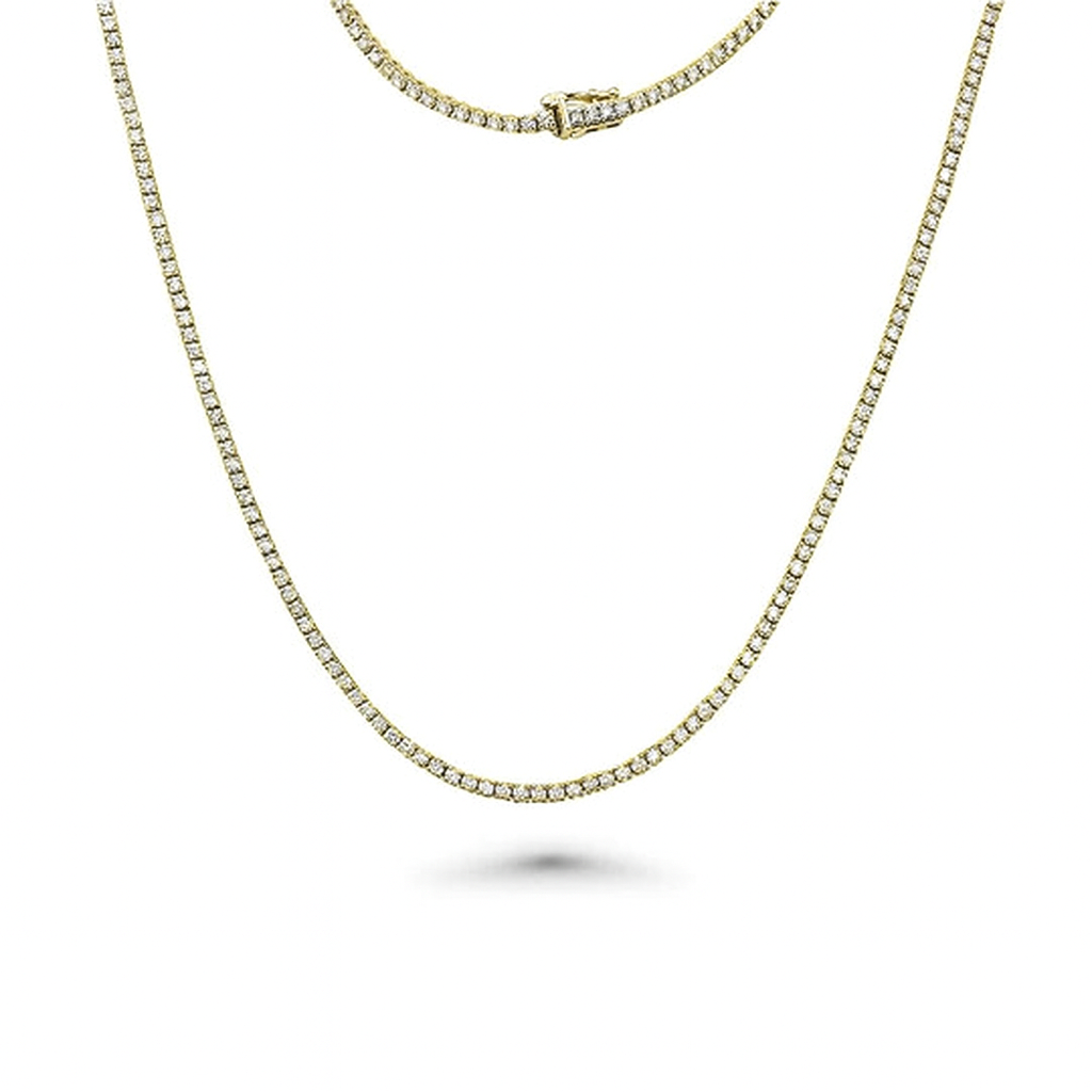 Diamond Tennis Necklace (7.50 ct.) 2.2 mm 4-Prongs Setting in 14K Gold