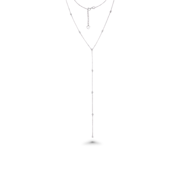 9 Stones Diamond By The Yard Lariat Necklace (0.30 ct.) Bezel Set in 14K Gold