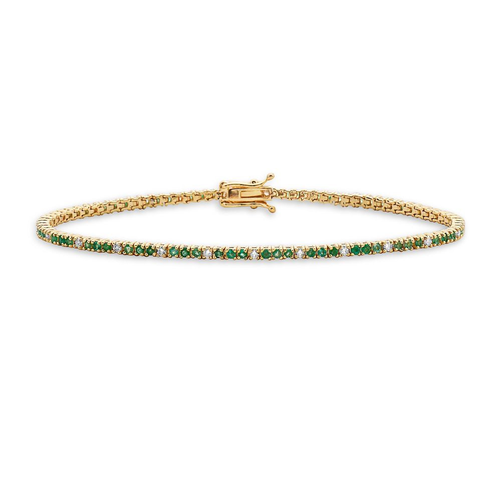 Alternate Diamond & Emerald Tennis Bracelet (1.50 ct.) 4-Prongs Setting in 14K Gold