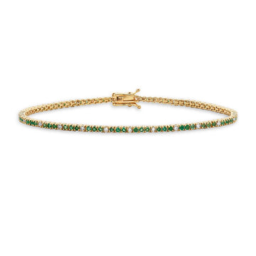 Alternate Diamond & Emerald Tennis Bracelet (1.50 ct.) 4-Prongs Setting in 14K Gold
