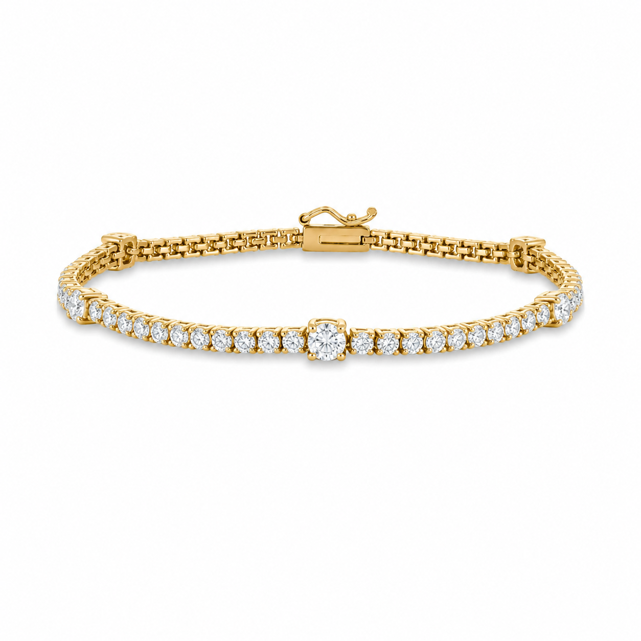 Alternate Round Diamond Tennis Bracelet (3.75 ct.) 4-Prongs Setting in 18K Gold