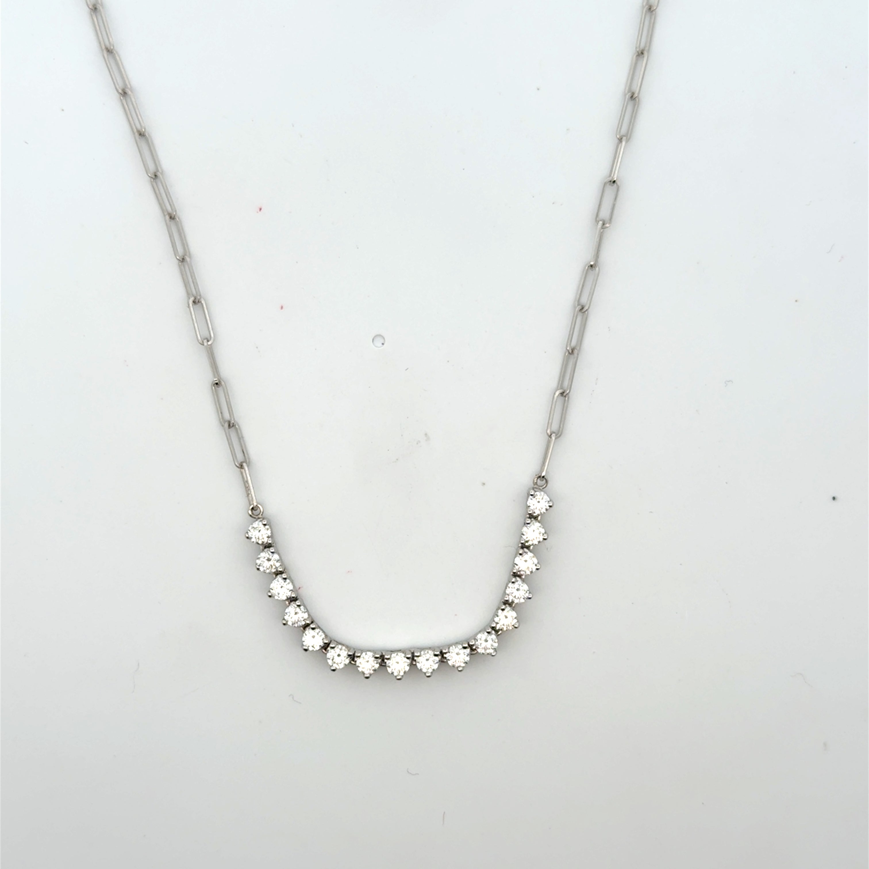 One Of A Kind Paper Clip Chain 3-Prongs Diamond Necklace (1.30 ct.) in 14K Gold