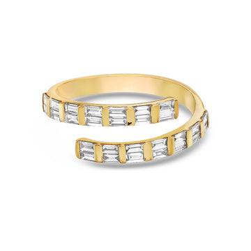 Baguette Diamond Open Wrap Ring (0.79 ct.) Bezel Set in 14K Gold