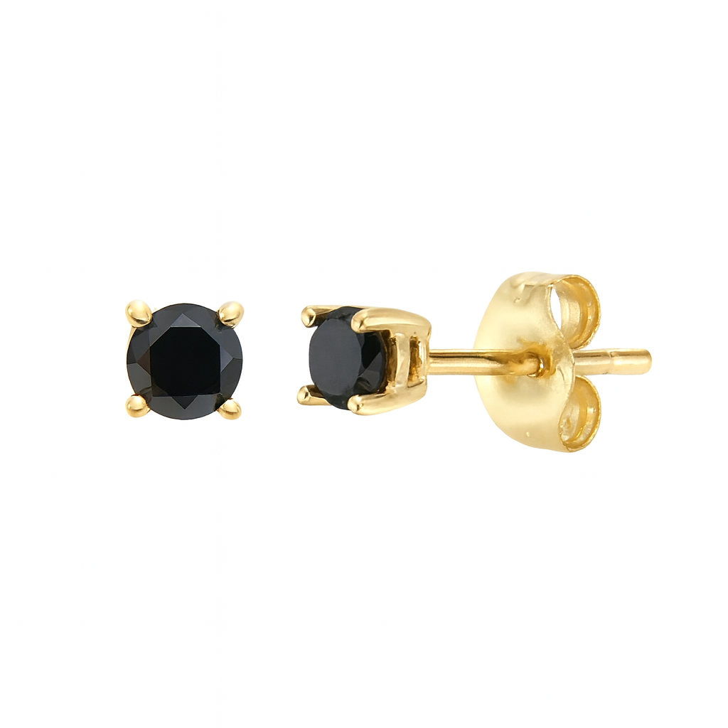 Black Diamond Stud Earrings (0.06 -0.20 ct.) in 14K Gold