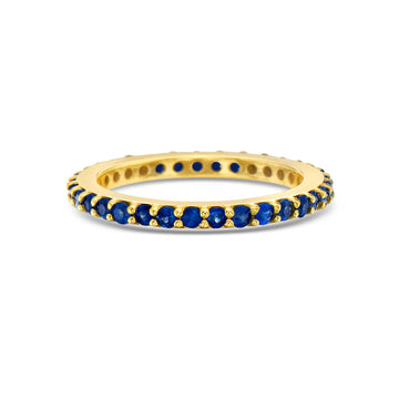 Blue Sapphire Eternity Band Ring (1.25 ct.) 4-Prongs Setting in 14K Gold