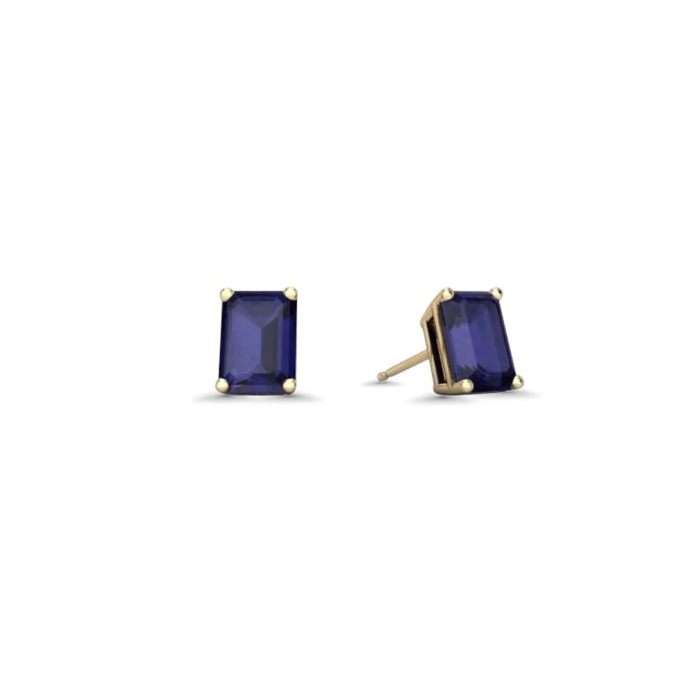 Blue Sapphire Rectangular Shape Studs Earrings (2.00 ct.) in 14K Gold