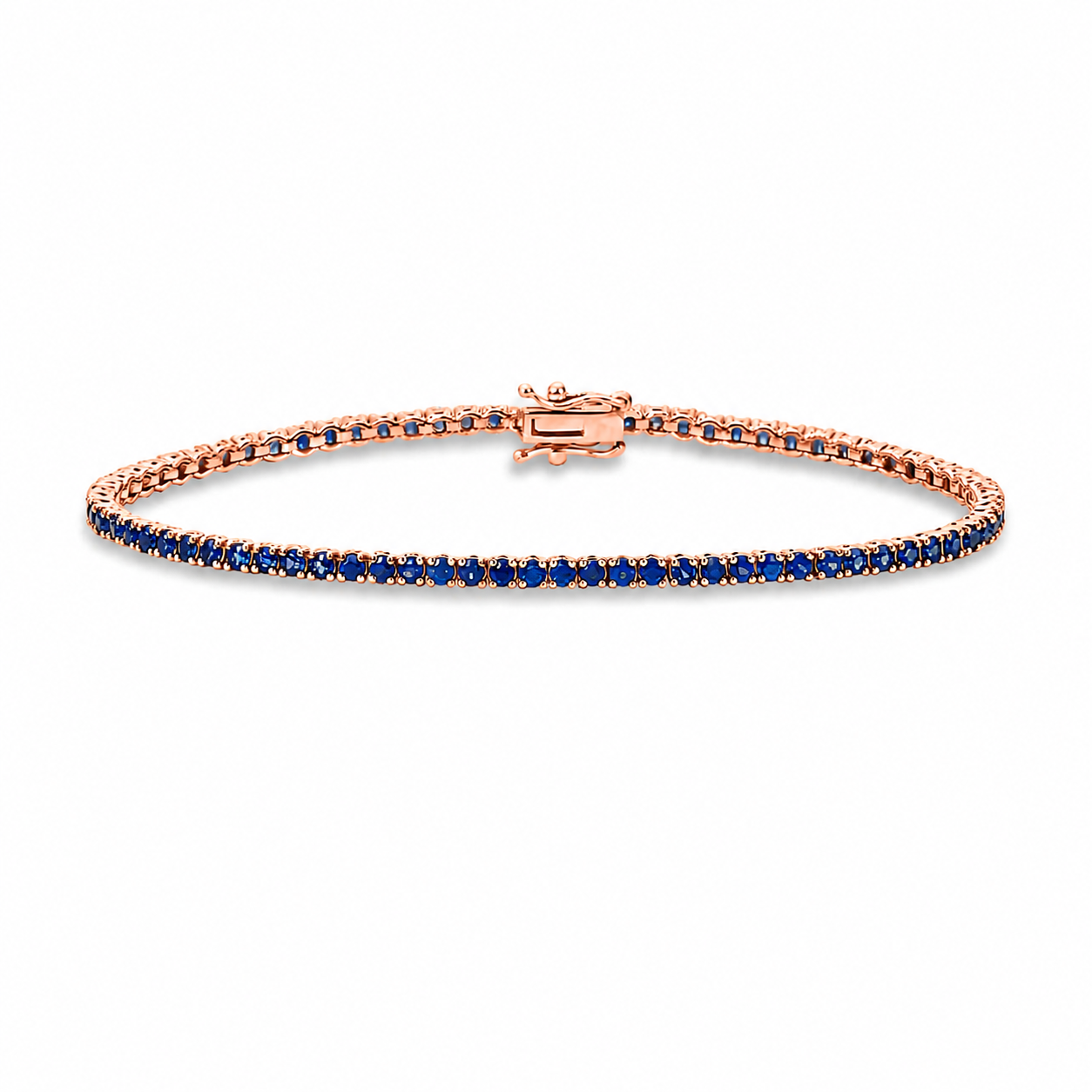 Blue Sapphire Tennis Bracelet (3.30 ct. ) 2.30 mm 4-Prongs Setting in 14K Gold