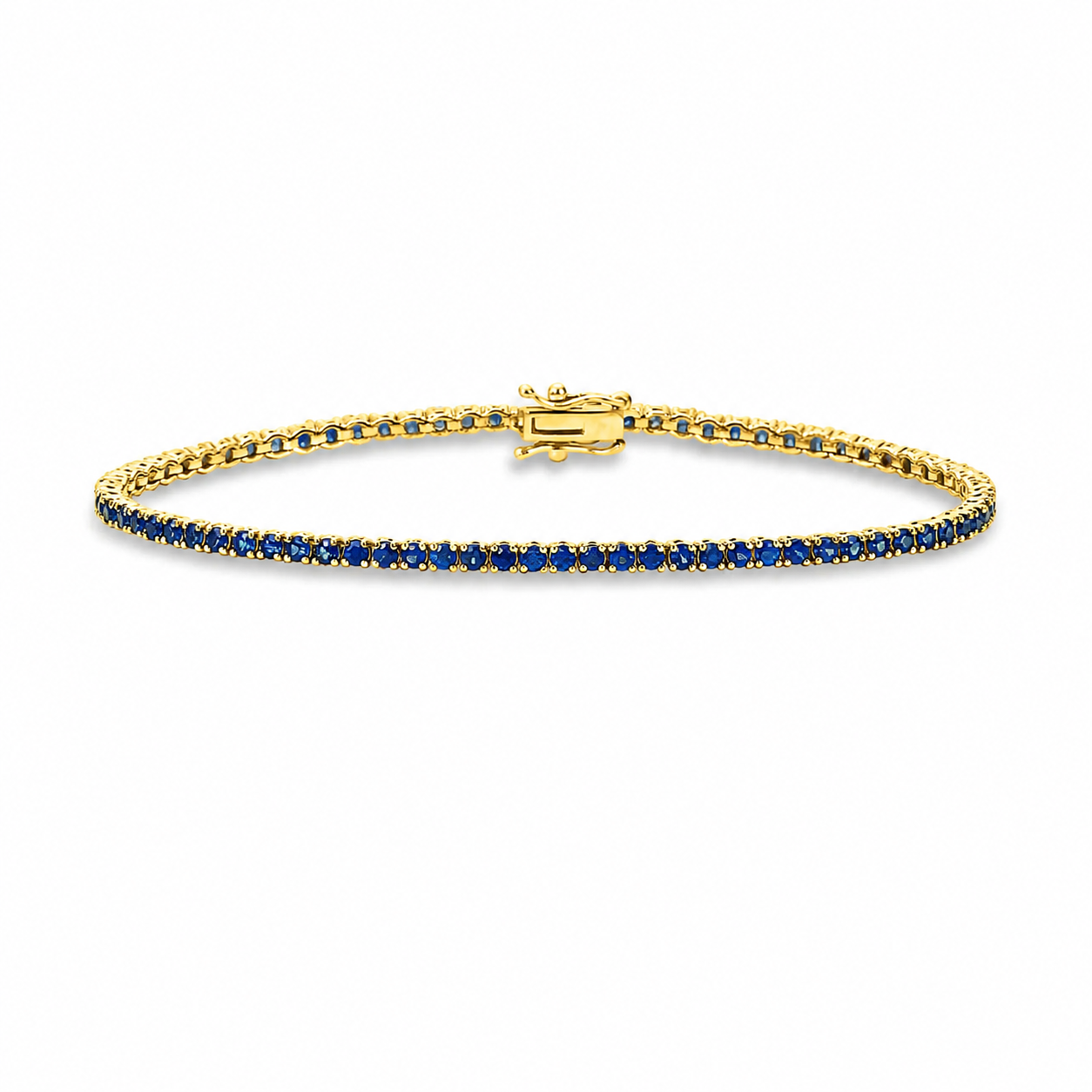 Blue Sapphire Tennis Bracelet (3.30 ct. ) 2.30 mm 4-Prongs Setting in 14K Gold