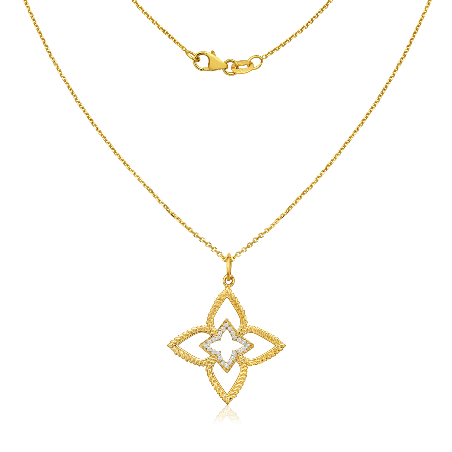 Diamond FloralFlower Pendant Necklace (0.10 ct.) in 14K Gold