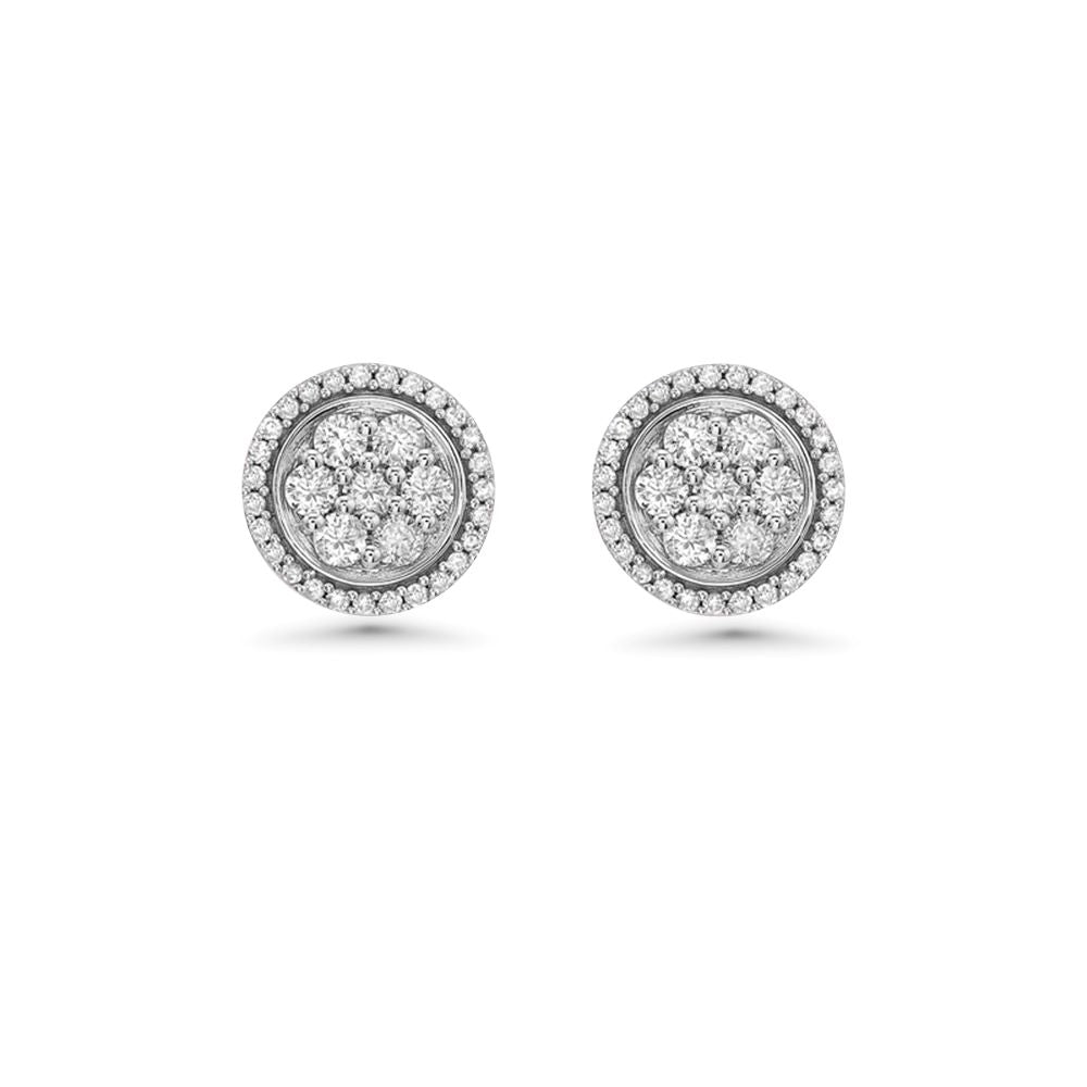 Diamond Halo Round Shape Studs Earrings (0.75 ct.) in 14K Gold
