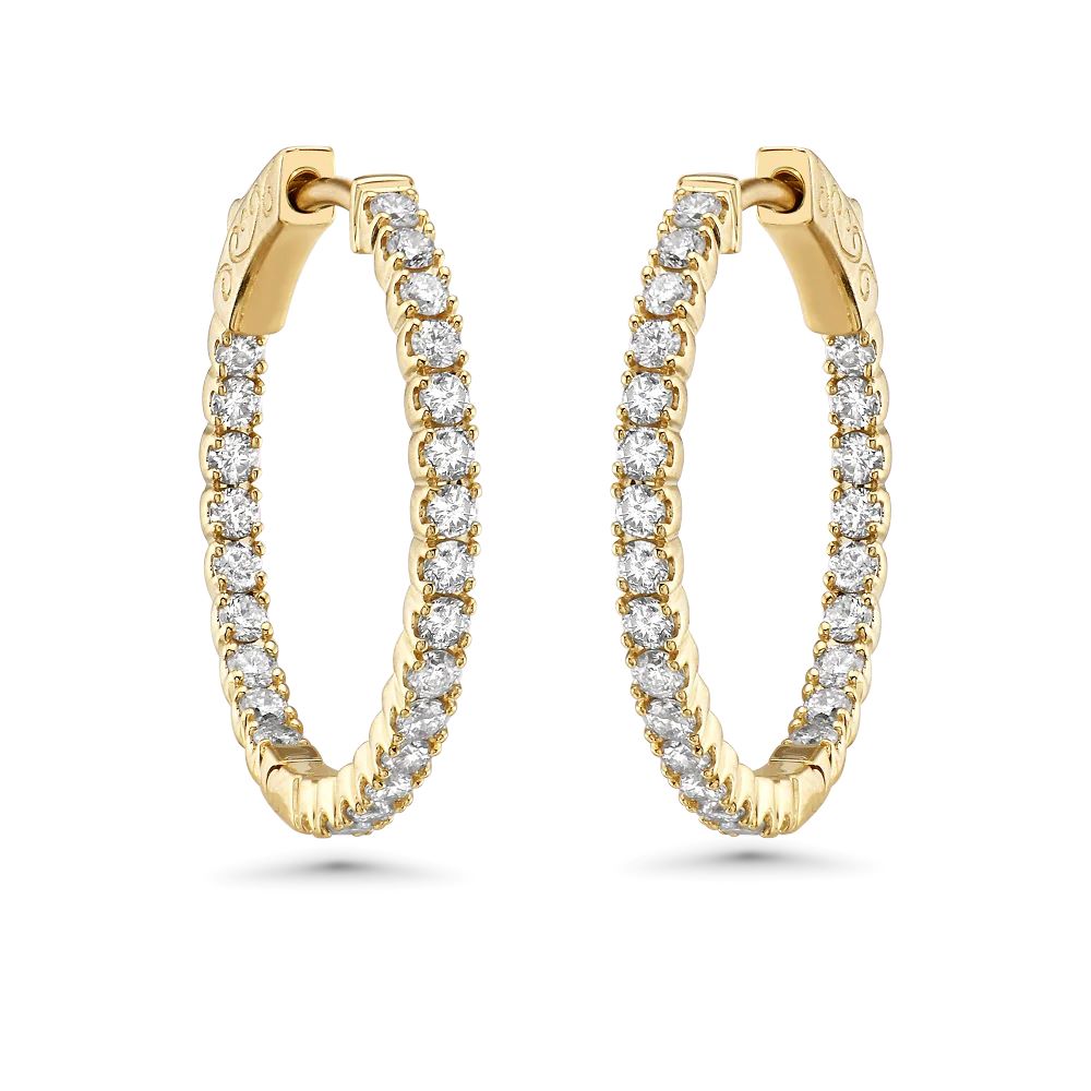Diamond Inside-Out 0.75'' Hoop Earrings (1.10 ct.) 2.00 mm in 14K Gold