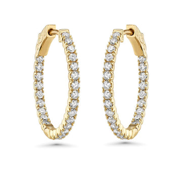 Diamond Inside-Out 0.75'' Hoop Earrings (1.10 ct.) 2.00 mm in 14K Gold