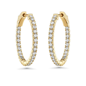 Diamond Inside-Out 0.75'' Hoop Earrings (1.10 ct.) 2.00 mm in 14K Gold