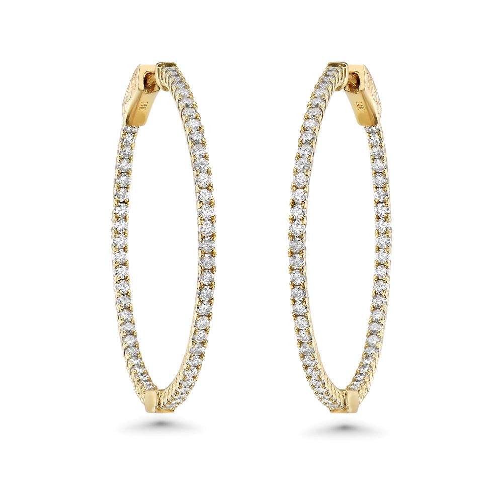 Diamond Inside-Out 1.25'' Hoop Earrings (1.60 ct.) 1.7 mm in 14K Gold
