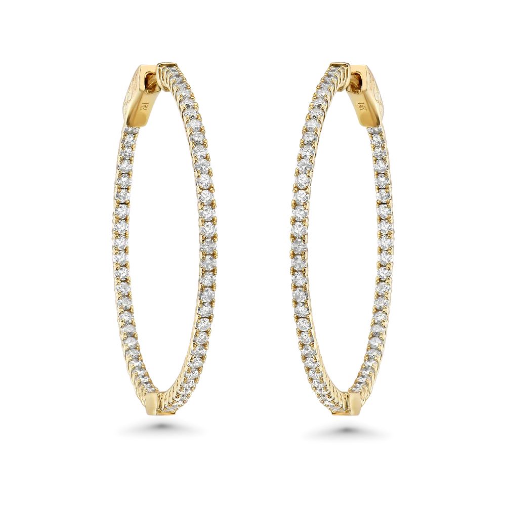Diamond Inside-Out 1.25'' Hoop Earrings (1.60 ct.) 1.7 mm in 14K Gold