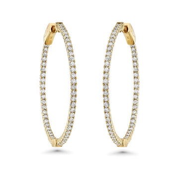 Diamond Inside-Out 1.25'' Hoop Earrings (1.60 ct.) 1.7 mm in 14K Gold