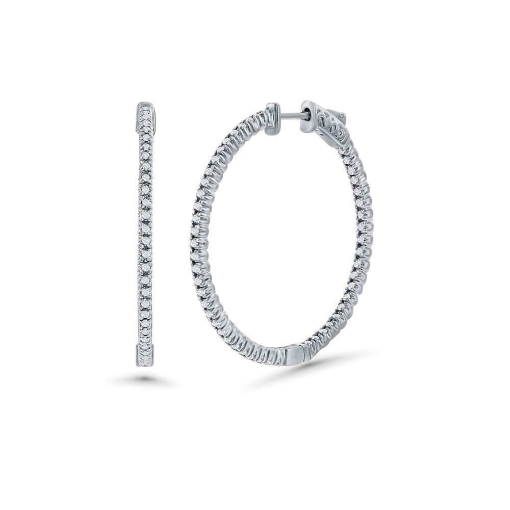 Diamond Inside-Out 1.25'' Hoop Earrings (1.60 ct.) in 14K Gold