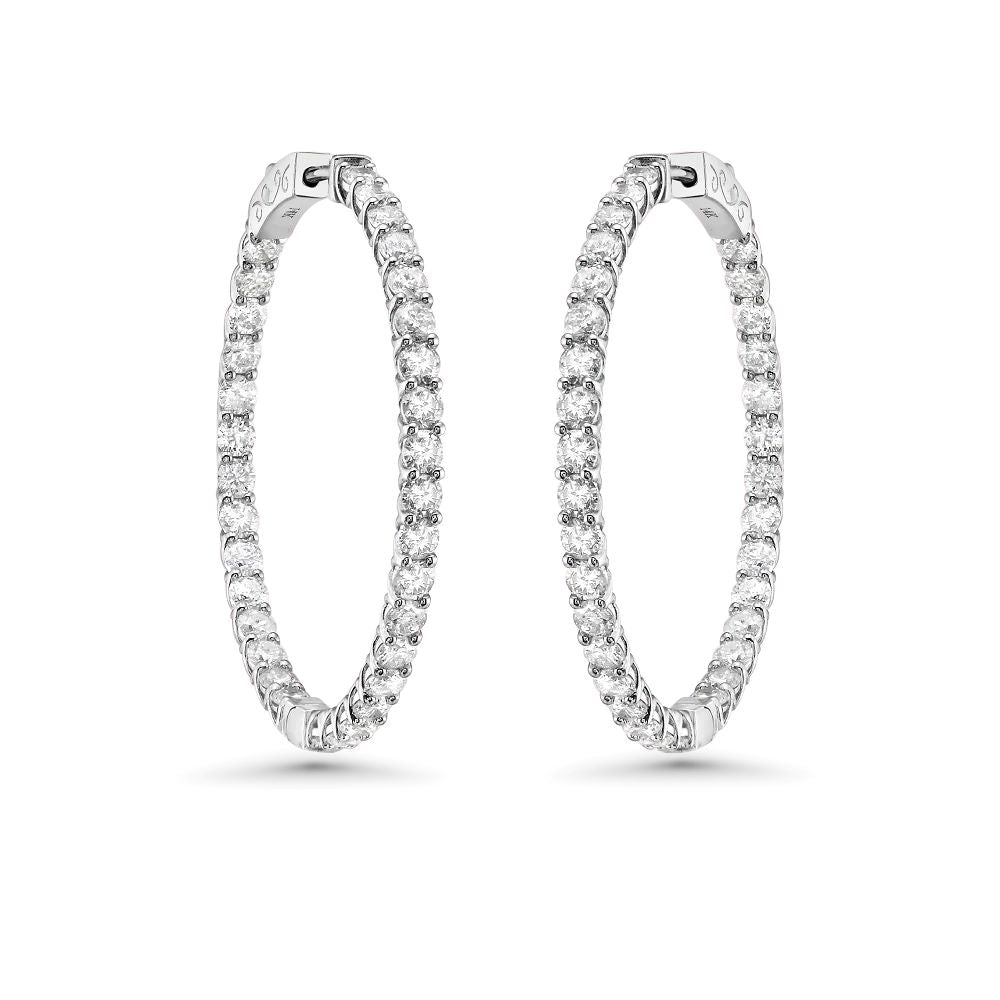 Diamond Inside-Out 1.25'' Hoop Earrings (4.50 ct.) 2.60 mm in 14K Gold