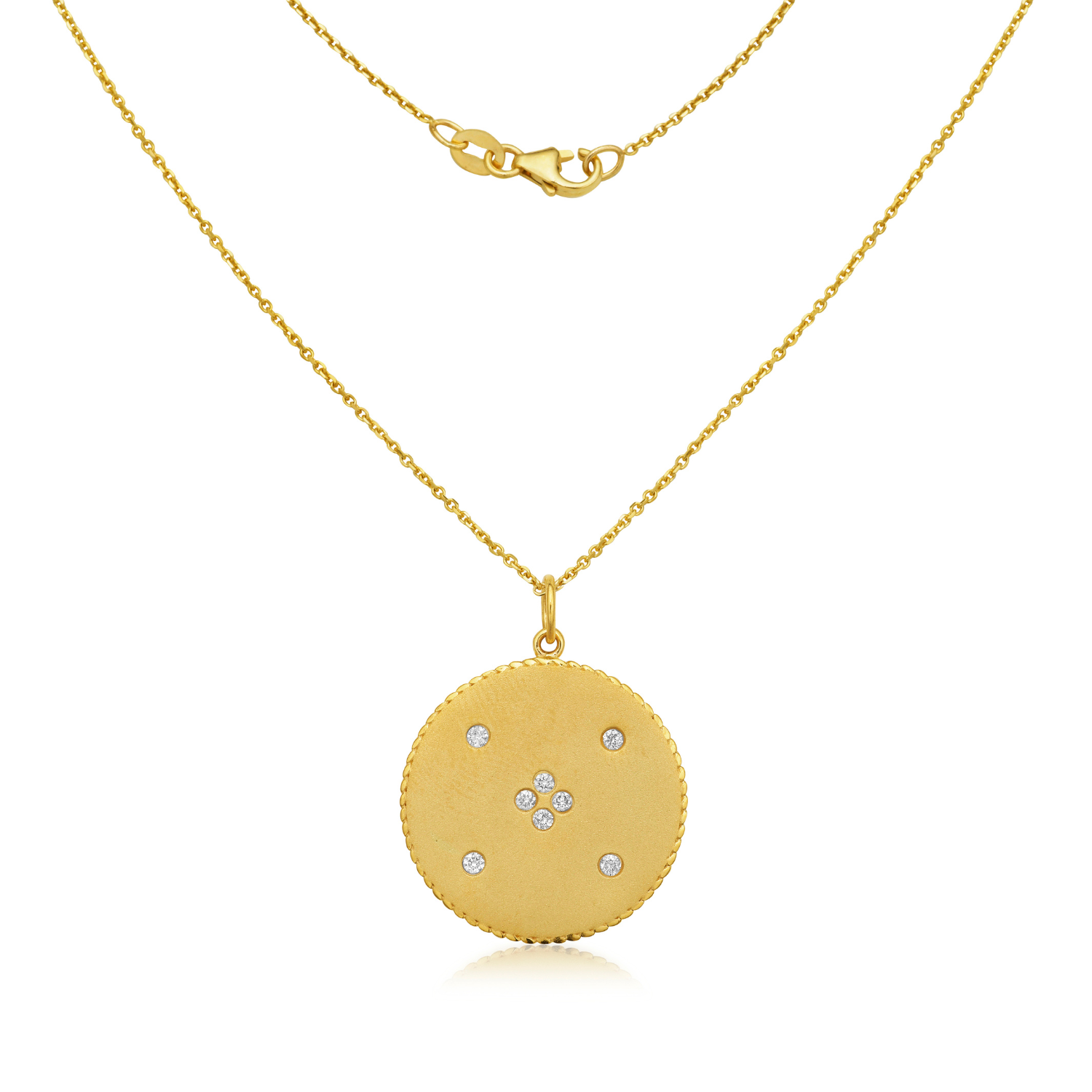 Diamond Medallion Coin Pendant Necklace (0.27 ct.) in 14K Gold