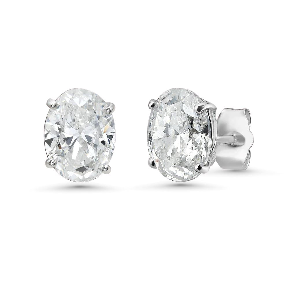 Diamond Oval Shape Studs Earrings (3.05 ct.) in 14K Gold