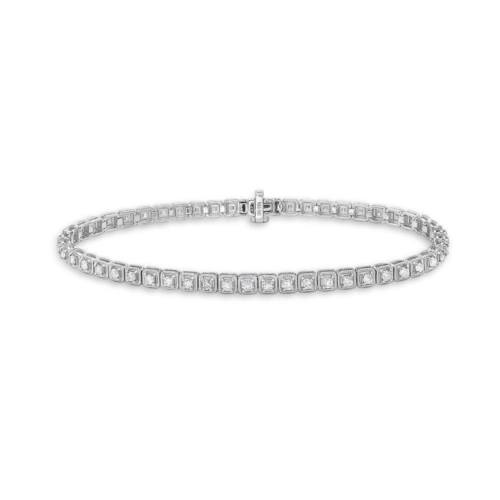 Diamond Square Bezel Tennis Bracelet (1.50 ct.) 1.75 mm 4-Prongs Setting in 14K Gold
