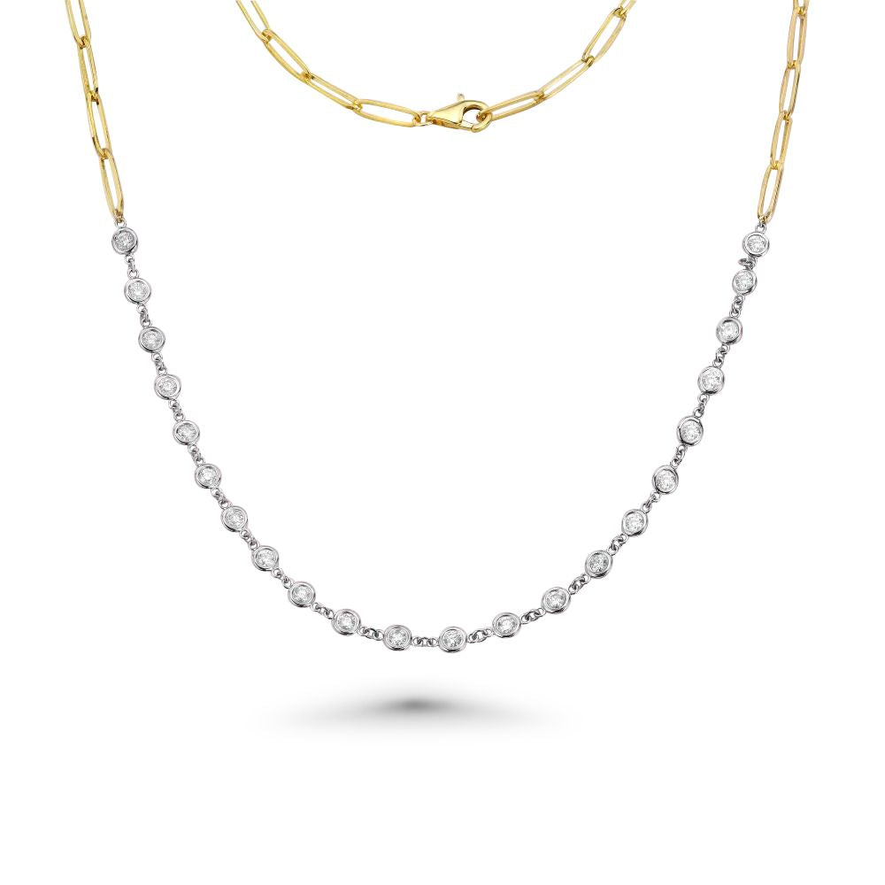 Diamond Station Necklace With Paper Clip Chain (1.42 ct.) in 14K Gold