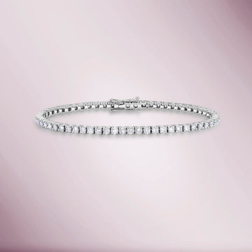 Diamond Tennis Bracelet (2.50 ct.) 4-Prongs Setting in 14K Gold - Made in Italy