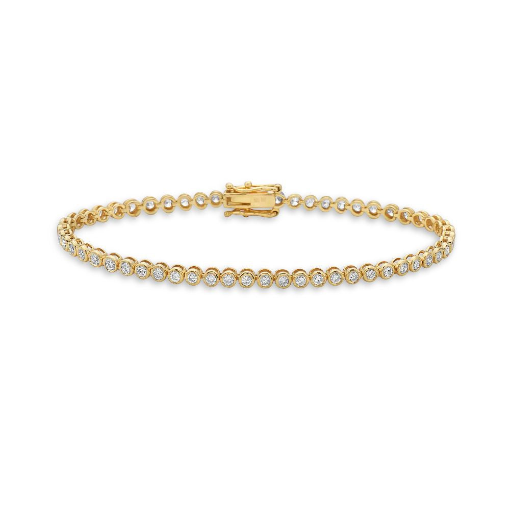 Diamond Tennis Bracelet (2.50 ct.) Bezel Setting in 14K Gold