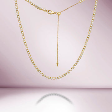 Diamond Tennis Necklace With Adjustable Bolo Chain (2.50 ct.) Buttercup Setting in 14K Gold
