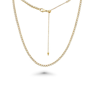 Diamond Tennis Necklace With Adjustable Bolo Chain (2.50 ct.) Buttercup Setting in 14K Gold