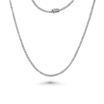 Diamond Tennis Necklace (12.50 ct.) 3 mm 4-Prongs Setting in 14K Gold