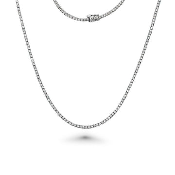 Diamond Tennis Necklace ( 20.50 ct.) 3.8 mm 4-Prongs Setting in 14K Gold