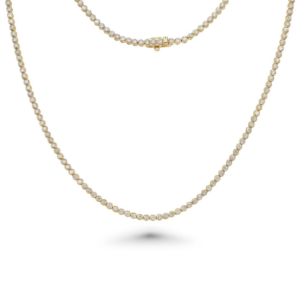 Diamond Tennis Necklace (3.25 ct.) 2.5 mm Bezel Setting in 14K Gold