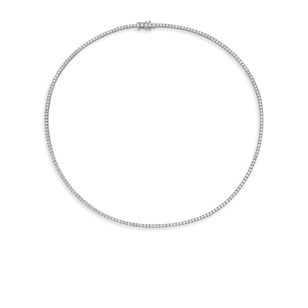 Diamond Tennis Necklace (3.50 ct.) 1.5 mm 4-Prongs Setting in 14K Gold, Made in Italy