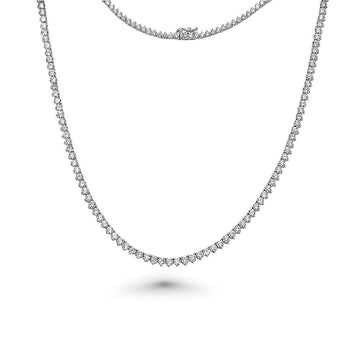 Diamond Tennis Necklace (3.50 ct.) 1.6 mm 3-Prongs Setting in 14K Gold