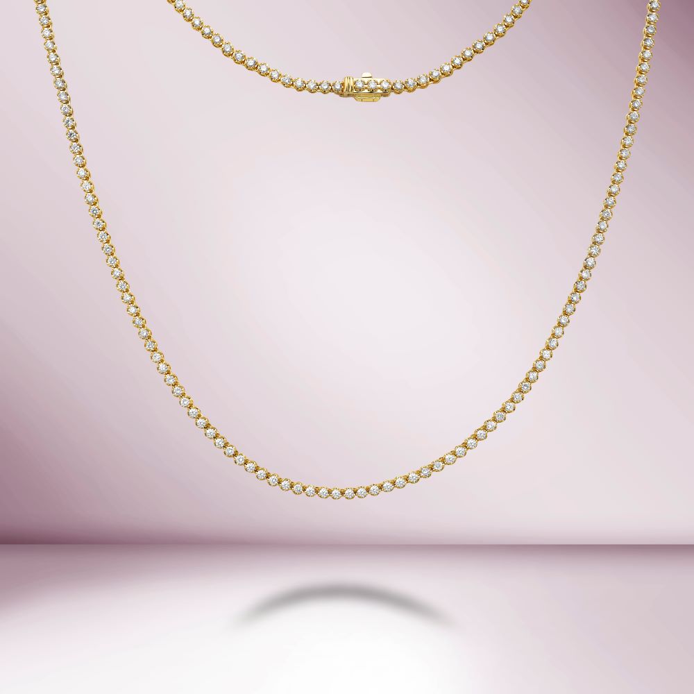 Diamond Tennis Necklace (3.50 ct.) 1.6 mm Buttercup Setting in 14K Gold