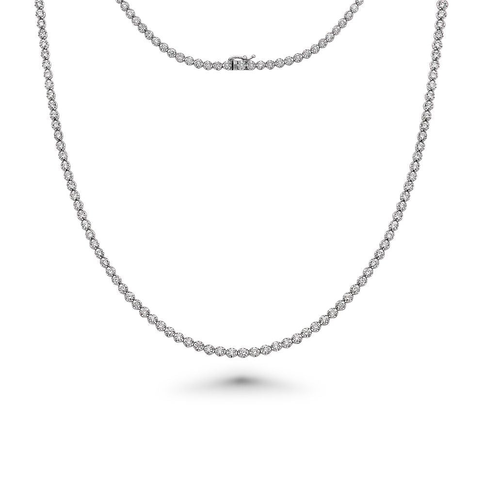 Diamond Tennis Necklace (3.50 ct.) 1.6 mm Buttercup Setting in 14K Gold