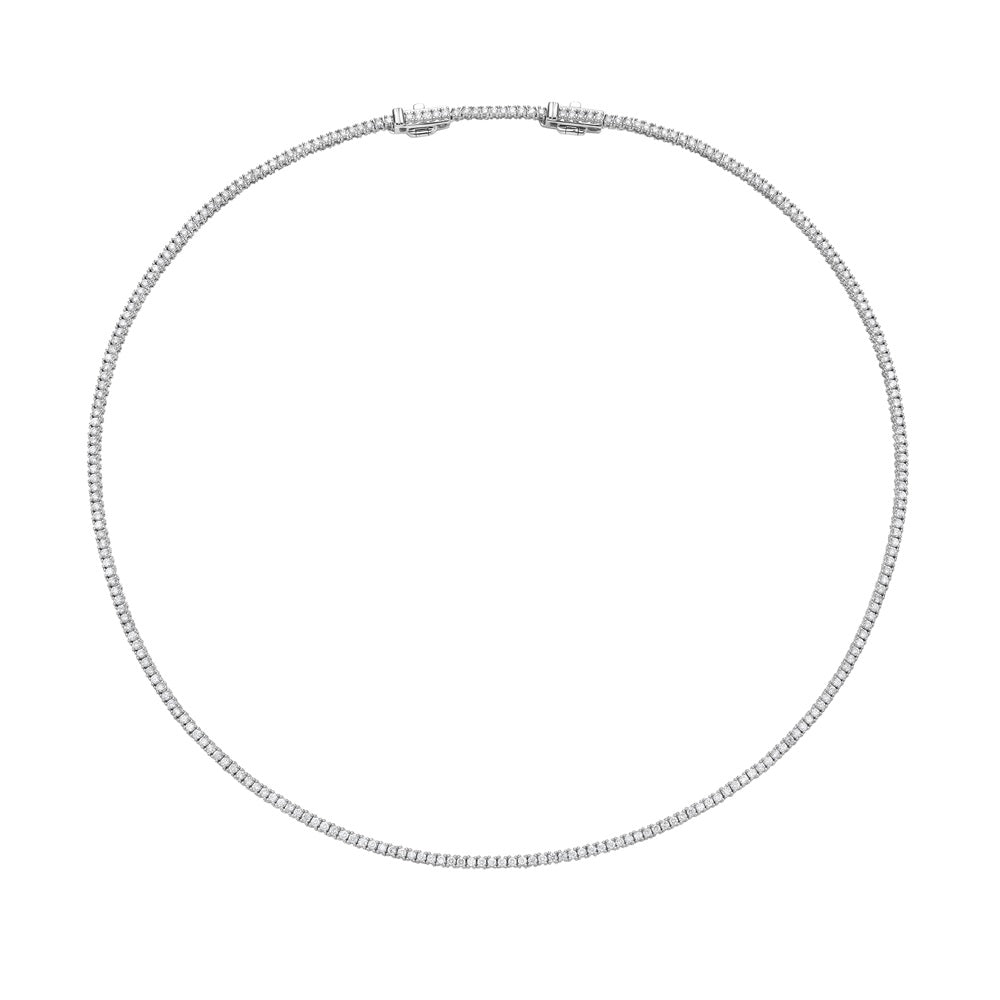 Diamond Tennis Necklace (4.00 ct.) 2.2 mm 4-Prongs Setting in 14K Gold + Chain Extender