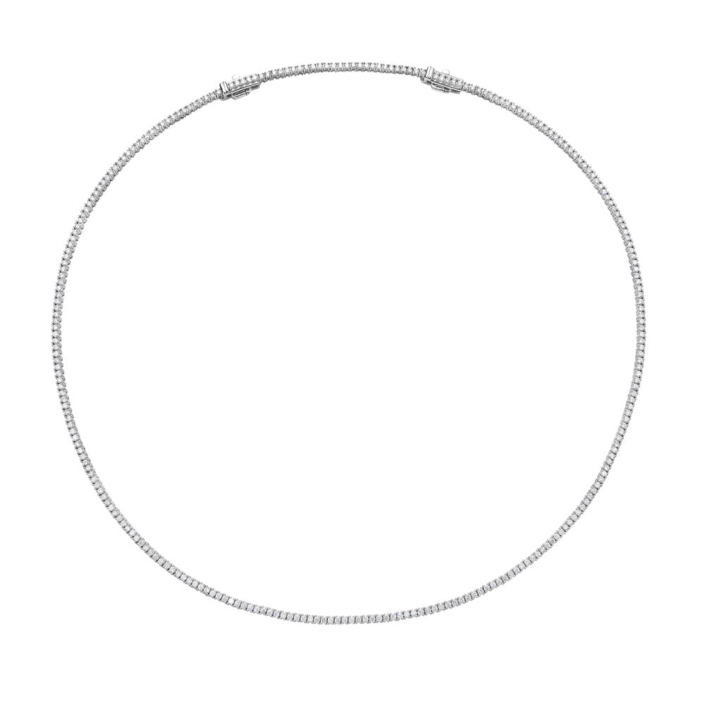 Diamond Tennis Necklace (4.00 ct.) 2.2 mm 4-Prongs Setting in 14K Gold + Chain Extender