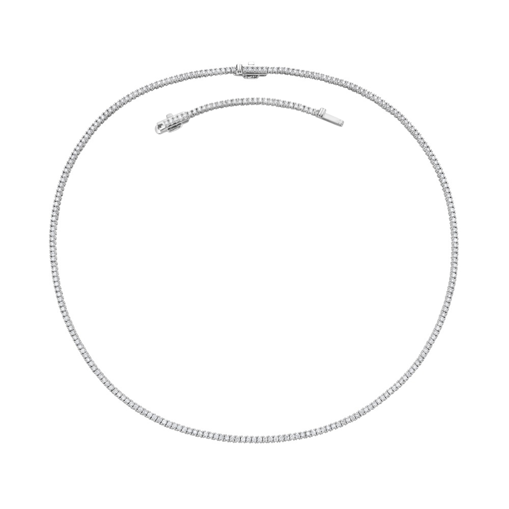 Diamond Tennis Necklace (4.00 ct.) 2.2 mm 4-Prongs Setting in 14K Gold + 2'' Chain Extender